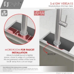 15 Inch Workstation Single Bowl Undermount 16 Gauge Stainless Steel Kitchen -Whole House Kitchenware 8b91234f000069d8 5475 w800 h800 b0 p0