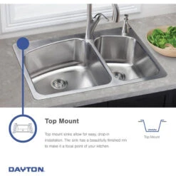 D11721 Dayton Stainless Steel 17" X 21-1/4" Drop-in Bar Sink, 3 Holes -Whole House Kitchenware 8cf1c1b60e6019f4 5676 w800 h800 b0 p0