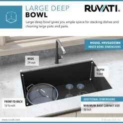 Ruvati 31" Undermount Granite Composite Kitchen Sink, RVG2033BK -Whole House Kitchenware 8db120400ff49fe4 7295 w800 h800 b0 p0