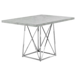 Monarch Specialties Dining Table, 48" Rectangular, Small, Kitchen, Dining Room, Metal, Grey, Chrome