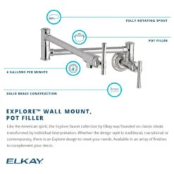 Elkay Explore Wall Mount Pot Filler Kitchen Faucet W/ Lever Handles, Chrome 11 Elkay Explore Wall Mount Pot Filler Kitchen Faucet W/ Lever Handles, Chrome -Whole House Kitchenware 8ec19cd50ce6e46d 3507 w800 h800 b1 p0