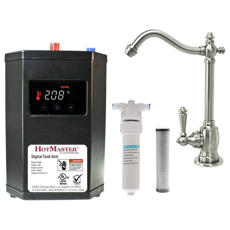 Victorian 9" Instant Hot Water Dispenser With HotMaster DigiHot Digital Tank, Satin Nickel 3 Victorian 9" Instant Hot Water Dispenser With HotMaster DigiHot Digital Tank, Satin Nickel