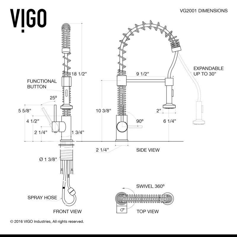 VIGO Edison Pull-Down Kitchen Faucet, Stainless Steel 12 VIGO Edison Pull-Down Kitchen Faucet, Stainless Steel - Image 10