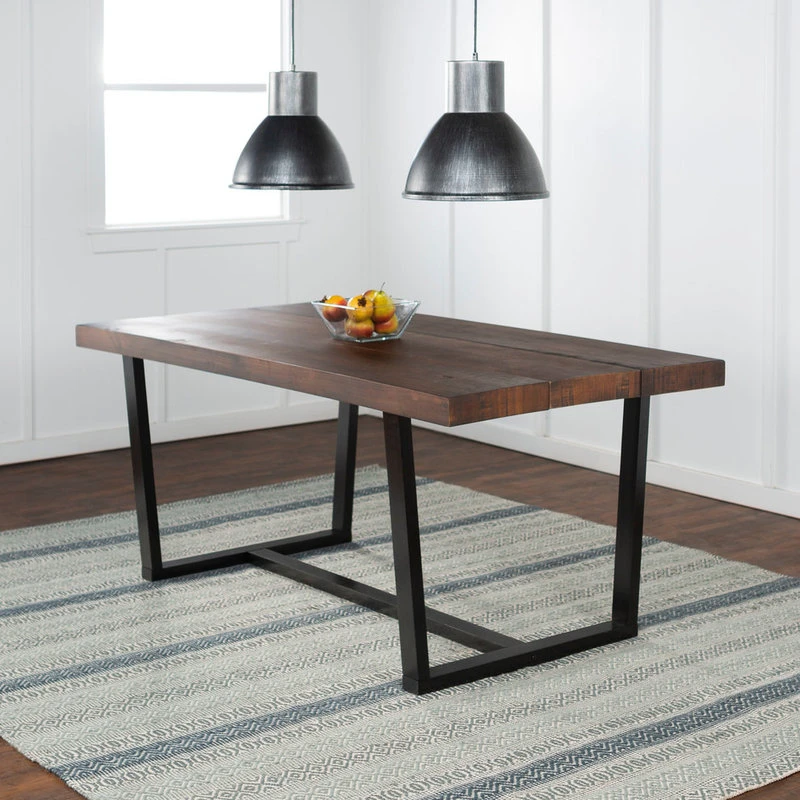 Walker Edison 72" Rustic Farmhouse Distressed Solid Wood Dining Table, Mahogany 4 Walker Edison 72" Rustic Farmhouse Distressed Solid Wood Dining Table, Mahogany - Image 2