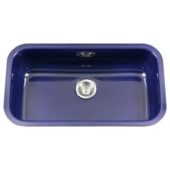 Porcela Steel Kitchen Sink, 31", Navy Blue