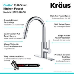 Kraus KPF-2620 Oletto 1.75 GPM Pull Down Kitchen Faucet - Brushed Brass -Whole House Kitchenware 9371c3150fec002c 3301 w800 h800 b0 p0