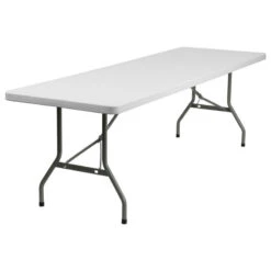 8-Foot Granite White Plastic Folding Table