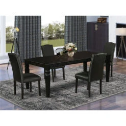 East West Furniture Logan 5-piece Wood Dining Table Set In Black -Whole House Kitchenware 9501356402417bed 6864 w800 h800 b0 p0