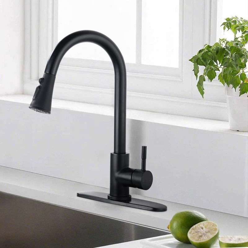 Pull Down Single Handle Kitchen Faucet, Matte Black 4 Pull Down Single Handle Kitchen Faucet, Matte Black - Image 2