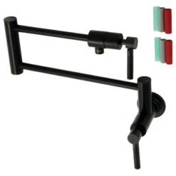 Kingston Brass KS4100DKL Kaiser Wall Mount Pot Filler, Matte Black
