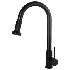 Commercial 3-Function Kitchen Sink Faucet With Deck Plate, Matte Black