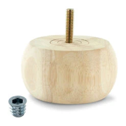 1-7/8" Highx3-5/8" OD Unfinished Solid Hardwood Round Bun Feet