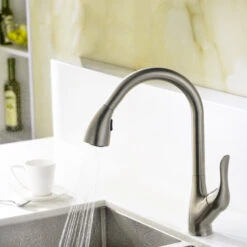ANZZI Accent Series 1-HandlePull-Down Sprayer Kitchen Faucet, Brushed Nickel -Whole House Kitchenware 986181520841e078 8865 w800 h800 b0 p0