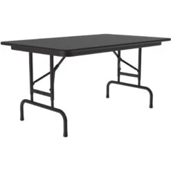 Correll 22-32"H Adjustable Height Melamine Top Folding Table In Black Granite