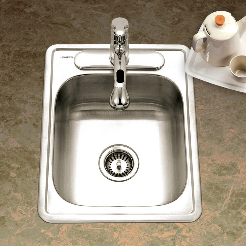 Houzer A1722-7BS-1 ADA Glowtone Stainless Steel 3-Hole Bar/Prep Sink 4 Houzer A1722-7BS-1 ADA Glowtone Stainless Steel 3-Hole Bar/Prep Sink - Image 2