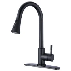 Pull Down Single Handle Kitchen Faucet, Matte Black