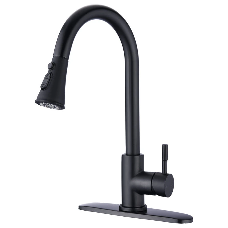 Pull Down Single Handle Kitchen Faucet, Matte Black 3 Pull Down Single Handle Kitchen Faucet, Matte Black