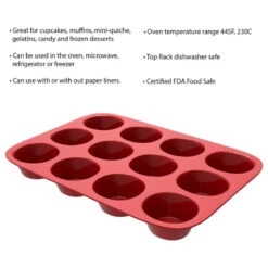 Silicone Muffin Pan, Nonstick Reusable Baking Tray, 12 Cups By Chef Buddy -Whole House Kitchenware 9c01180b09efc14c 4814 w800 h800 b1 p0