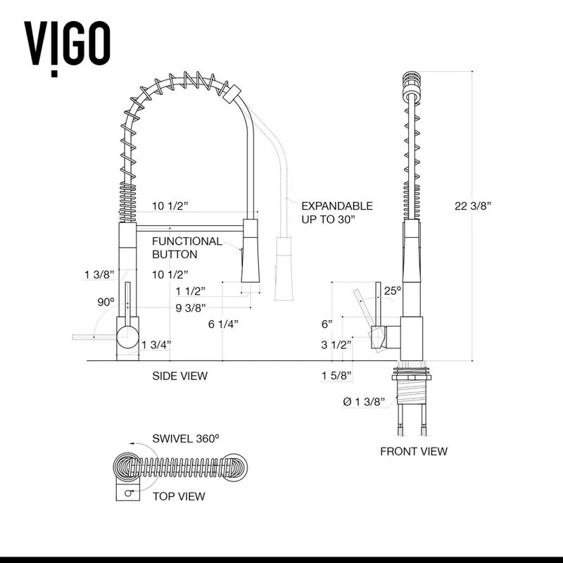 VIGO Laurelton Pull-Down Kitchen Faucet With Soap Dispenser, Stainless Steel 12 VIGO Laurelton Pull-Down Kitchen Faucet With Soap Dispenser, Stainless Steel - Image 10
