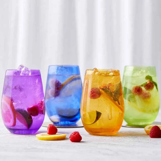 Colored Glass Tumblers, Set Of 4 3 Colored Glass Tumblers, Set Of 4