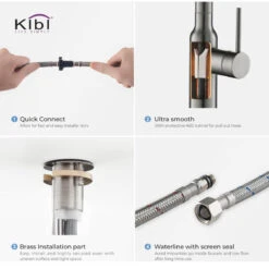 Macon Single Handle Pull Down Kitchen Faucet, Titanium, W/O Soap Dispenser -Whole House Kitchenware a101aba80f1b521a 3170 w800 h800 b1 p0