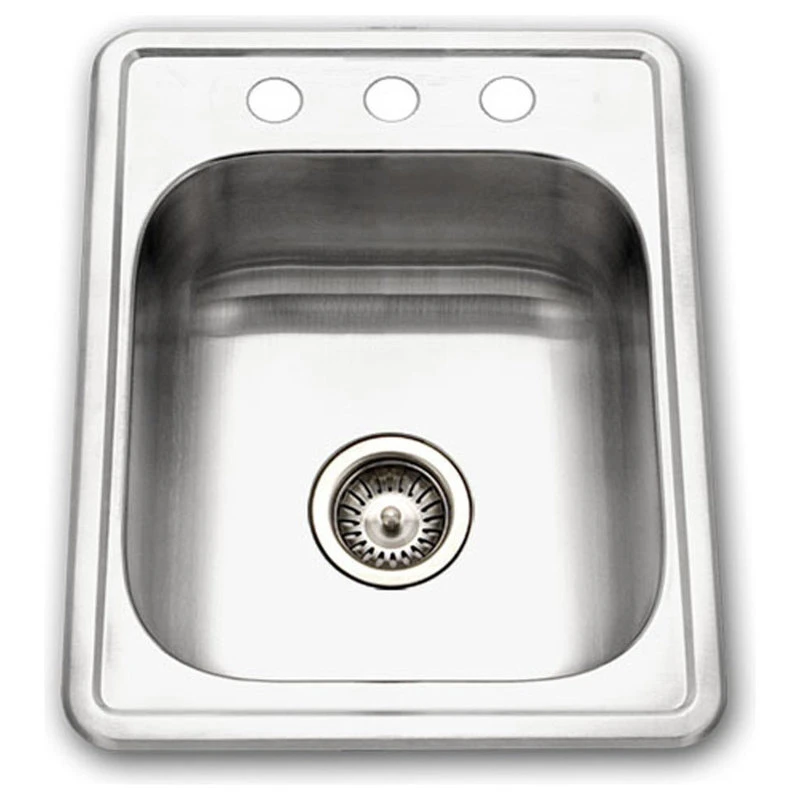 Houzer A1722-7BS-1 ADA Glowtone Stainless Steel 3-Hole Bar/Prep Sink 3 Houzer A1722-7BS-1 ADA Glowtone Stainless Steel 3-Hole Bar/Prep Sink