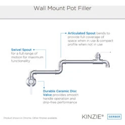 Kinzie Wall Mount Pot Filler Chrome, Brushed Bronze -Whole House Kitchenware a361ee3802bc7722 2418 w800 h800 b1 p0