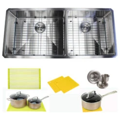 42" 16 Gauge Undermount Double Bowl Stainless Steel Sink Package