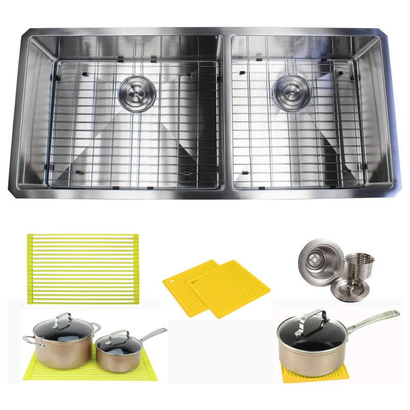 42" 16 Gauge Undermount Double Bowl Stainless Steel Sink Package 3 42" 16 Gauge Undermount Double Bowl Stainless Steel Sink Package