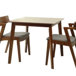 Dining Kitchen Square Table And 2 Chairs Solid Wood W/Padded Seat Medium Brown,