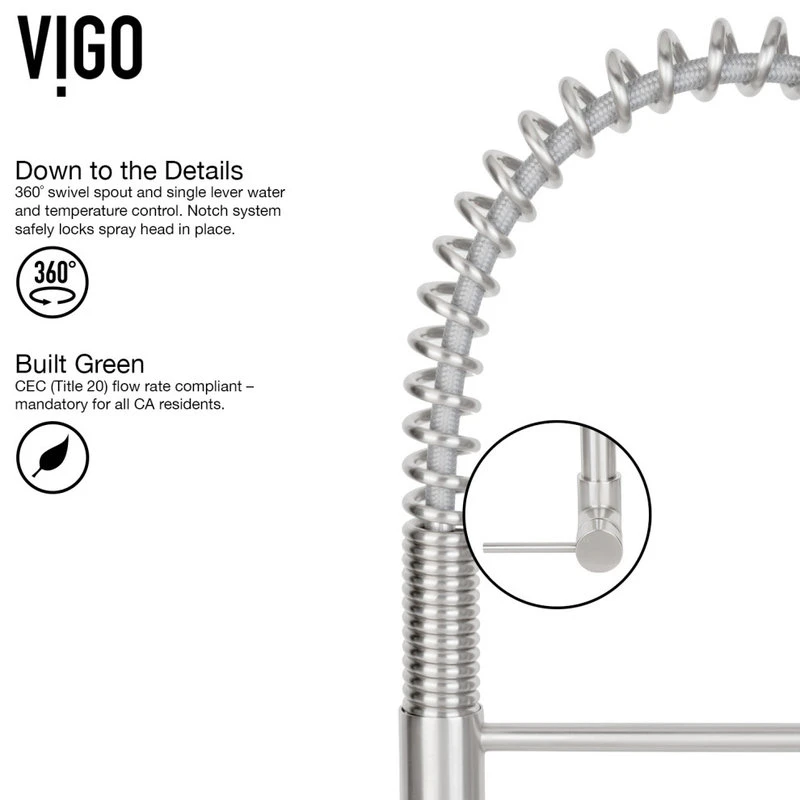 VIGO Laurelton Pull-Down Kitchen Faucet With Soap Dispenser, Stainless Steel 10 VIGO Laurelton Pull-Down Kitchen Faucet With Soap Dispenser, Stainless Steel - Image 8