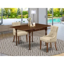 3-Piece Table Set For 2 Table, 2 Parsons Chairs-Doeskin Fabric, Drop Leaf Table -Whole House Kitchenware a861d7f70f72171e 1968 w800 h800 b0 p0