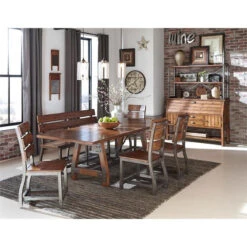 Lexicon Holverson 5-Piece Transitional Wood Dining Set In Rustic Brown/Gunmetal -Whole House Kitchenware aa51e9b20f97a682 5669 w800 h800 b0 p0