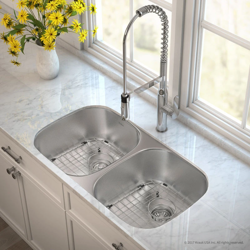 Premier 32" Undermount Stainless Steel 2-Bowl 16 Gauge Kitchen Sink 50/50 Split 4 Premier 32" Undermount Stainless Steel 2-Bowl 16 Gauge Kitchen Sink 50/50 Split - Image 2