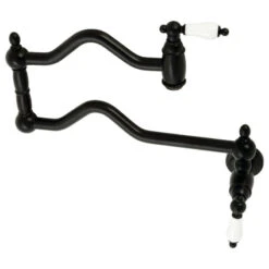 Kingston Brass KS2100PL Heritage Wall Mount Pot Filler, Matte Black