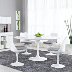 Lippa Round Wood Top Dining Table, White, 60" -Whole House Kitchenware ab51e7ba00cd1bf2 3625 w800 h800 b0 p0