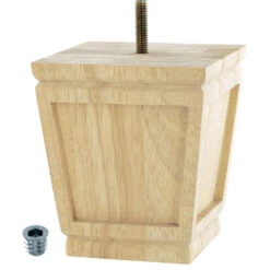 4-1/2" Highx4" Square Top Width Unfinished Solid Hardwood Bun Feet