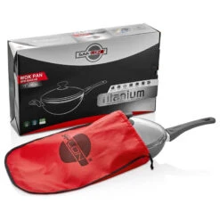 Saflon Titanium Nonstick 11" Wok Pan W/ Tempered Glass Lid, PFOA Free, Gray -Whole House Kitchenware ac0158950b203379 2577 w800 h800 b1 p0