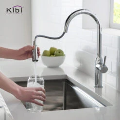 KIBI Hilo Single Handle Pull Down Kitchen Faucet, Chrome, W/O Soap Dispenser -Whole House Kitchenware ae81b9250f1b5351 9913 w800 h800 b0 p0