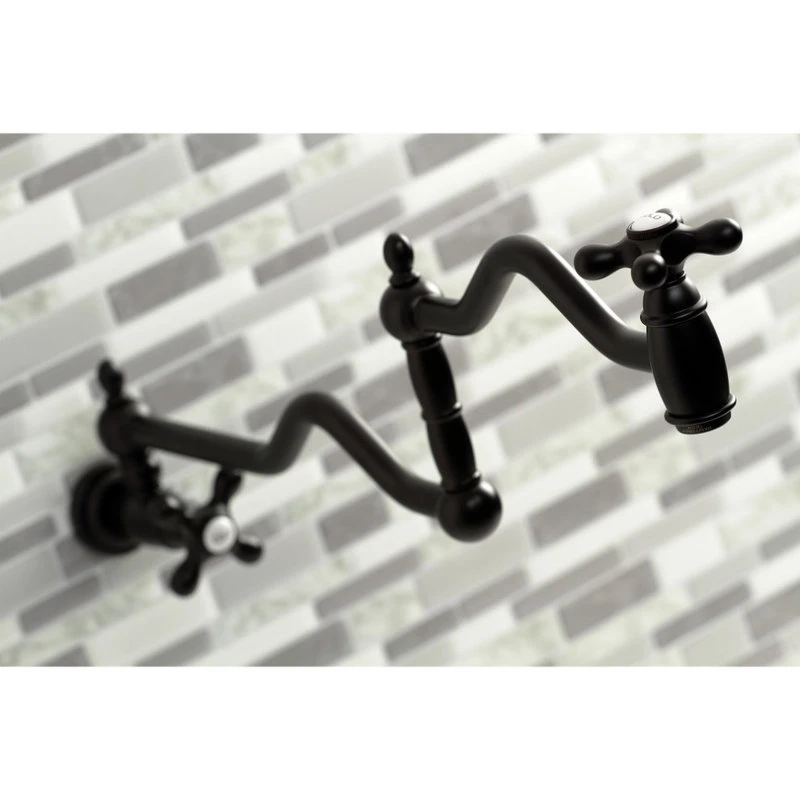 Kingston Brass KS2100AX Heritage Wall Mount Pot Filler, Matte Black 4 Kingston Brass KS2100AX Heritage Wall Mount Pot Filler, Matte Black - Image 2