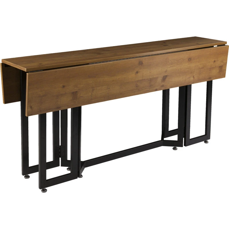 Driness Drop Leaf Console To Dining Table - Oak With Black 3 Driness Drop Leaf Console To Dining Table - Oak With Black