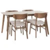 GDF Studio Lucille Mid-Century Modern 5 Piece Dining Set, Light Beige