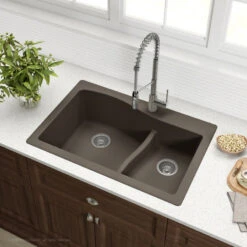 Quarza 33" Drop-In Undermount Granite Composite 60/40 Kitchen Sink, Brown 29 Quarza 33" Drop-In Undermount Granite Composite 60/40 Kitchen Sink, Brown -Whole House Kitchenware b431e2ca03518cdd 9104 w800 h800 b0 p0