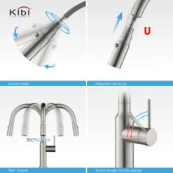 KIBI Hilo Single Handle Pull Down Kitchen Faucet, Brush Nickel, W/O Soap Dispens -Whole House Kitchenware b45144bc0f1b535c 3578 w800 h800 b0 p0