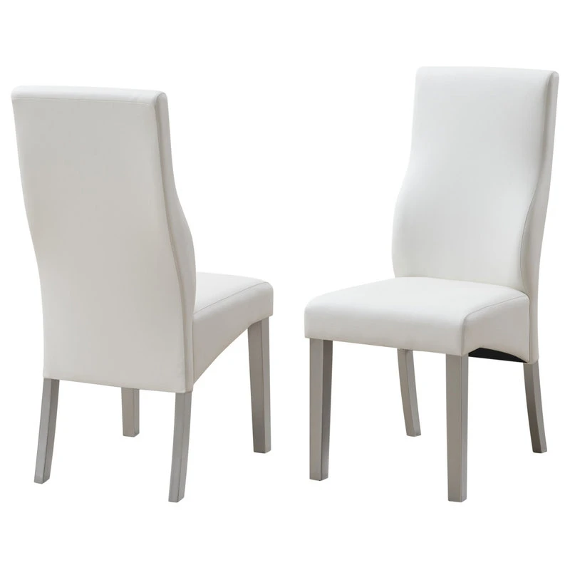 Astra 6 Piece Dining Set, Champagne Wood And White Vinyl, 6 Chairs, Bench 6 Astra 6 Piece Dining Set, Champagne Wood And White Vinyl, 6 Chairs, Bench - Image 4