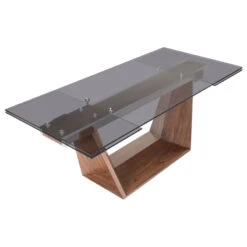 Modrest Babia Modern Smoked Glass And Walnut Extendable Dining Table -Whole House Kitchenware b47127b90ca35b95 9481 w800 h800 b1 p0