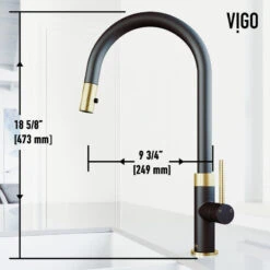VIGO Bristol Kitchen Faucet, Matte Brushed Gold/Matte Black -Whole House Kitchenware b571473f0f60b938 3060 w800 h800 b0 p0