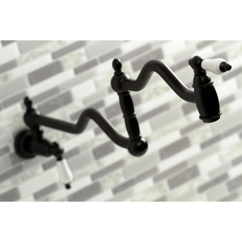 Kingston Brass KS2100PL Heritage Wall Mount Pot Filler, Matte Black 4 Kingston Brass KS2100PL Heritage Wall Mount Pot Filler, Matte Black - Image 2