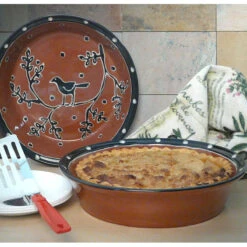 Glazed Terra Cotta Pottery Deep-Dish Pie Plate, Blackbird Motif -Whole House Kitchenware b6119fb40a6b499b 0636 w800 h800 b0 p0