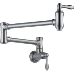 Delta Traditional Wall Mount Pot Filler, Arctic Stainless, 1177LF-AR